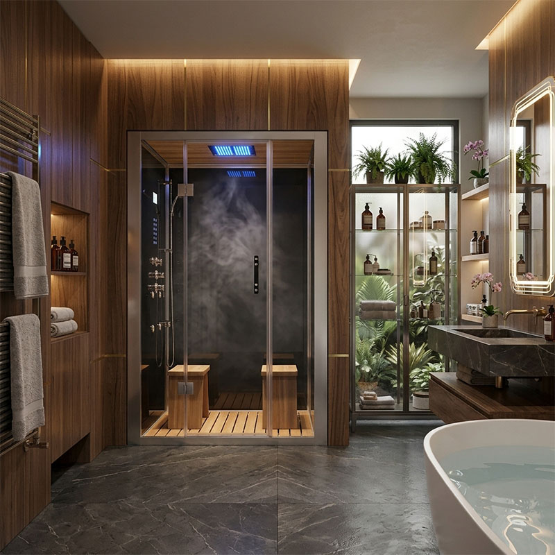 Builtin steam shower Hamam Sultan III1 | Santeco Built in steam shower with scittish shower