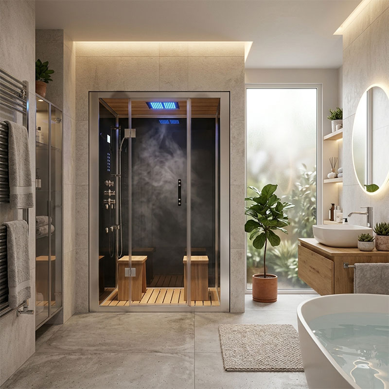 Built in steam shower for 2 persons in bathroom
